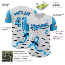 Load image into Gallery viewer, Custom White Sky Blue-Navy 3D Prostate Cancer Ribbon Authentic Baseball Jersey
