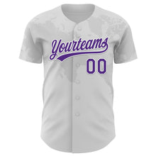 Load image into Gallery viewer, Custom White Purple 3D Thyroid Cancer Ribbon Authentic Baseball Jersey
