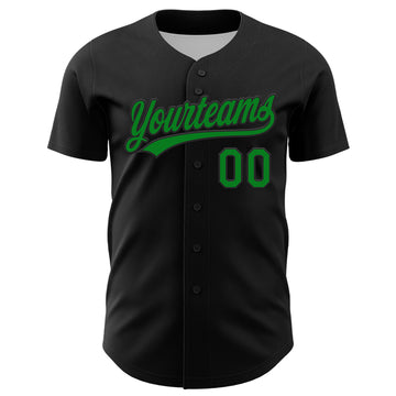 Custom Black Grass Green-Red 3D Funny Christmas Authentic Baseball Jersey