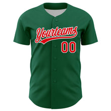 Load image into Gallery viewer, Custom Kelly Green Fire Red-White 3D Funny Christmas Authentic Baseball Jersey
