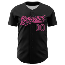 Load image into Gallery viewer, Custom Black Pink 3D Love Heart Valentine&#39;s Day Authentic Baseball Jersey
