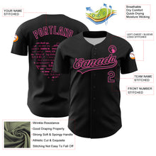 Load image into Gallery viewer, Custom Black Pink 3D Love Heart Valentine&#39;s Day Authentic Baseball Jersey
