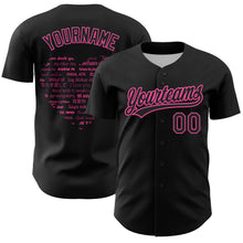 Load image into Gallery viewer, Custom Black Pink 3D Love Heart Valentine&#39;s Day Authentic Baseball Jersey
