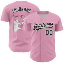 Load image into Gallery viewer, Custom Light Pink Black-White 3D Love Heart Valentine&#39;s Day Authentic Baseball Jersey
