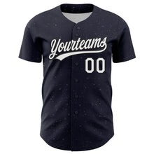 Load image into Gallery viewer, Custom Navy White-Black 3D Love Heart Valentine&#39;s Day Authentic Baseball Jersey
