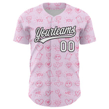 Load image into Gallery viewer, Custom Light Pink White-Black 3D Love Heart Valentine&#39;s Day Authentic Baseball Jersey
