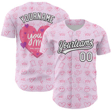 Load image into Gallery viewer, Custom Light Pink White-Black 3D Love Heart Valentine&#39;s Day Authentic Baseball Jersey
