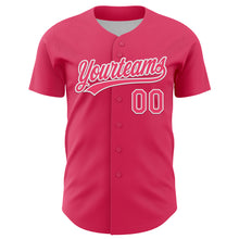 Load image into Gallery viewer, Custom Neon Pink White 3D Love Heart Valentine&#39;s Day Authentic Baseball Jersey
