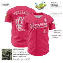 Load image into Gallery viewer, Custom Neon Pink White 3D Love Heart Valentine&#39;s Day Authentic Baseball Jersey
