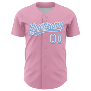 Custom Light Pink Light Blue-White 3D Love Heart Valentine's Day Authentic Baseball Jersey