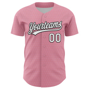 Custom Light Pink White-Black 3D Love Heart Valentine's Day Authentic Baseball Jersey