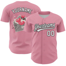 Load image into Gallery viewer, Custom Light Pink White-Black 3D Love Heart Valentine&#39;s Day Authentic Baseball Jersey
