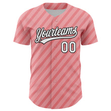 Load image into Gallery viewer, Custom Medium Pink White-Black 3D Love Heart Valentine&#39;s Day Authentic Baseball Jersey
