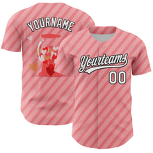 Load image into Gallery viewer, Custom Medium Pink White-Black 3D Love Heart Valentine&#39;s Day Authentic Baseball Jersey
