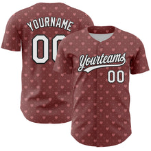 Load image into Gallery viewer, Custom Brown White-Black 3D Love Heart Valentine&#39;s Day Authentic Baseball Jersey
