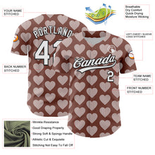 Load image into Gallery viewer, Custom Brown White-Black 3D Love Heart Valentine&#39;s Day Authentic Baseball Jersey
