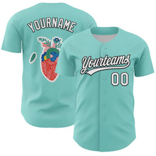 Load image into Gallery viewer, Custom Ice Blue White-Black 3D Love Heart Valentine&#39;s Day Authentic Baseball Jersey
