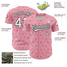 Load image into Gallery viewer, Custom Light Pink White-Black 3D Love Heart Valentine&#39;s Day Authentic Baseball Jersey
