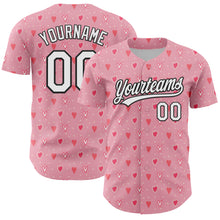 Load image into Gallery viewer, Custom Light Pink White-Black 3D Love Heart Valentine&#39;s Day Authentic Baseball Jersey
