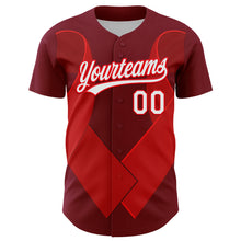 Load image into Gallery viewer, Custom Maroon White-Fire Red 3D Blood Cancer Ribbon Authentic Baseball Jersey
