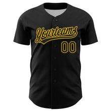 Load image into Gallery viewer, Custom Black Yellow-White 3D Bone Cancer Ribbon Authentic Baseball Jersey
