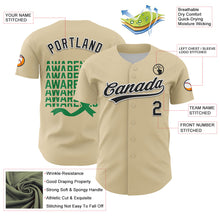 Load image into Gallery viewer, Custom Cream Black-Kelly Green 3D Gallbladder And Bile Duct Cancer Ribbon Authentic Baseball Jersey
