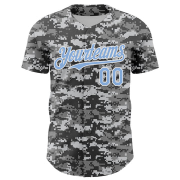 Custom Camo Light Blue-White 3D Authentic Salute To Service Baseball Jersey