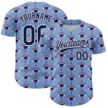 Load image into Gallery viewer, Custom Light Blue Navy-White 3D Pattern Design Evil Eyes Authentic Baseball Jersey
