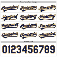 Load image into Gallery viewer, Custom White Navy-Old Gold 3D Pattern Design Evil Eyes Authentic Baseball Jersey
