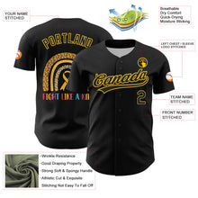 Load image into Gallery viewer, Custom Black Yellow 3D Childhood Cancer Gold Ribbon Authentic Baseball Jersey
