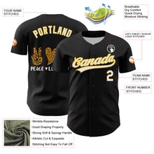 Load image into Gallery viewer, Custom Black White-Yellow 3D Childhood Cancer Gold Ribbon Authentic Baseball Jersey
