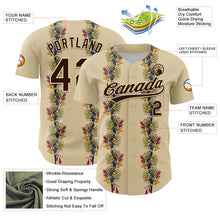 Load image into Gallery viewer, Custom Cream Brown 3D Tropical Hawaii Palm Tree And Bird Authentic Baseball Jersey
