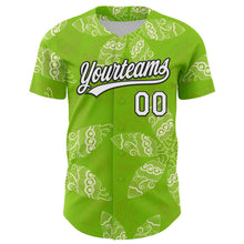 Load image into Gallery viewer, Custom Neon Green White-Black 3D Tropical Hawaii Jungle Plant Authentic Baseball Jersey
