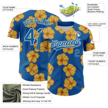 Load image into Gallery viewer, Custom Blue White 3D Tropical Hawaii Flower Authentic Baseball Jersey
