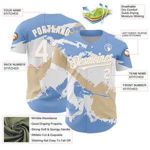 Custom Light Blue White-City Cream 3D Argentina Argentinian Flag Authentic Baseball Jersey