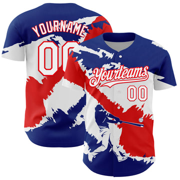 Custom Royal White-Fire Red 3D Costa Rica Costa Rican Flag Authentic Baseball Jersey