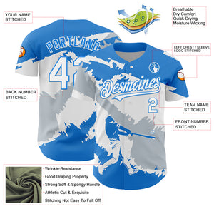 Custom Electric Blue White-Silver 3D Honduras Honduran Flag Authentic Baseball Jersey