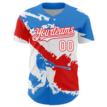 Load image into Gallery viewer, Custom Electric Blue White-Fire Red 3D Puerto Rico Puerto Rican Flag Authentic Baseball Jersey
