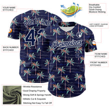 Load image into Gallery viewer, Custom Navy White 3D Hawaii Beach Tropical Palm Tree Authentic Baseball Jersey
