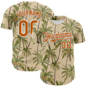 Custom City Cream Texas Orange-White 3D Hawaii Tropical Coconut Tree Authentic Baseball Jersey