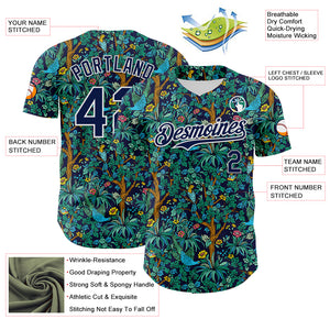 Custom Navy White 3D Hawaii Tropical Jungle Bird Authentic Baseball Jersey