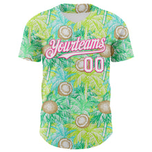 Load image into Gallery viewer, Custom White Pink 3D Hawaii Tropical Coconut Tree Authentic Baseball Jersey
