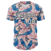 Load image into Gallery viewer, Custom Light Pink White-Black 3D Hawaii Tropical Forest Bird Authentic Baseball Jersey
