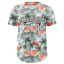 Load image into Gallery viewer, Custom Shadow Blue White-Black 3D Hawaii Tropical Palm Tree Flamingo Authentic Baseball Jersey
