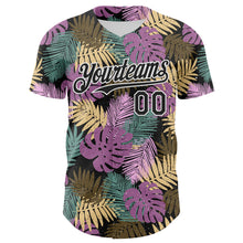 Load image into Gallery viewer, Custom Black White 3D Hawaii Tropical Palm Leaves Authentic Baseball Jersey
