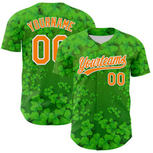 Load image into Gallery viewer, Custom Green Bay Orange-White 3D St. Patrick&#39;s Day Shamrock Authentic Baseball Jersey
