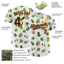 Load image into Gallery viewer, Custom White Black Bay Orange-Green 3D St. Patrick&#39;s Day Shamrock Authentic Baseball Jersey
