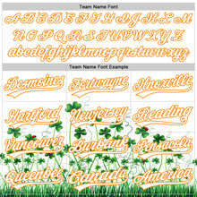 Load image into Gallery viewer, Custom White Bay Orange-Green 3D St. Patrick&#39;s Day Shamrock Authentic Baseball Jersey
