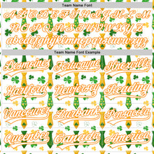 Load image into Gallery viewer, Custom White Bay Orange-Green 3D St. Patrick&#39;s Day Shamrock Authentic Baseball Jersey
