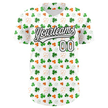 Load image into Gallery viewer, Custom White Black Green-Bay Orange 3D St. Patrick&#39;s Day Shamrock Authentic Baseball Jersey
